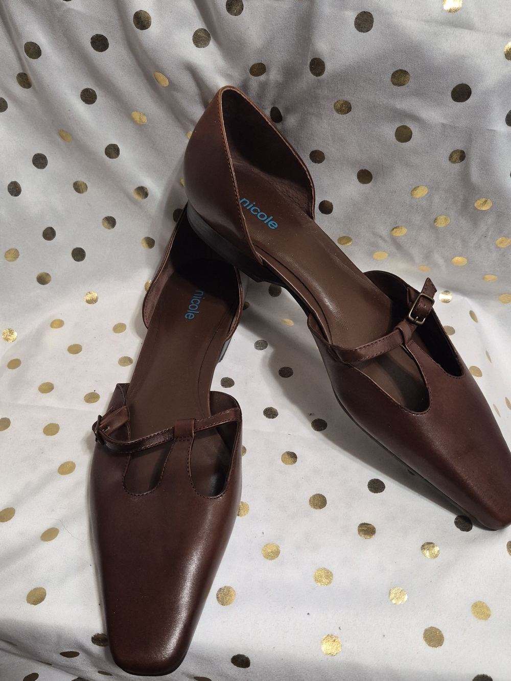 Nicole Brown Pointed Mary Jane Flats